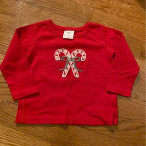 Hanna Andersson Organic Cotton Candy Cane Long Sleeve Shirt 6-12 Months